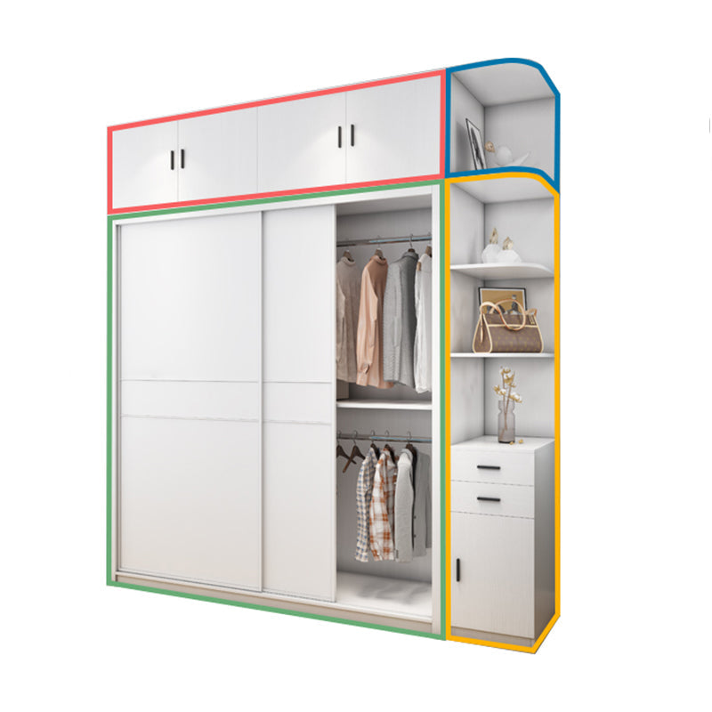 Hedendaagse stijl Garderobe Armoire wit ontworpen houten garderobe met lade