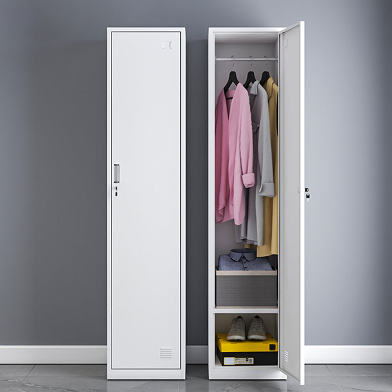 White Contemporary Non-Hanging Armoire Steel Home Cabinet with Door With Clothing Rod 1 Clearhalo 'Armoires & Wardrobes' 'armoires_wardrobes' 'Bedroom Furniture' 'furn' 'furn_armoires_wardrobes' 'Furniture' 5621357