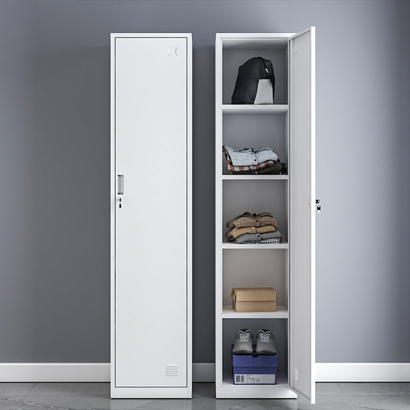 White Contemporary Non-Hanging Armoire Steel Home Cabinet with Door Without Clothing Rod 1 Clearhalo 'Armoires & Wardrobes' 'armoires_wardrobes' 'Bedroom Furniture' 'furn' 'furn_armoires_wardrobes' 'Furniture' 5621360