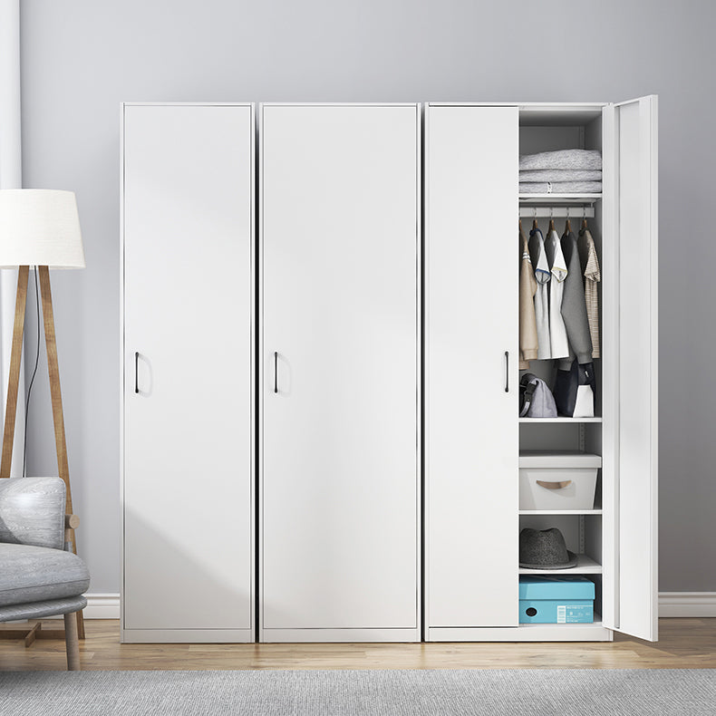 White Contemporary Non-Hanging Armoire Steel Home Cabinet with Door Clearhalo 'Armoires & Wardrobes' 'armoires_wardrobes' 'Bedroom Furniture' 'furn' 'furn_armoires_wardrobes' 'Furniture' 5621363