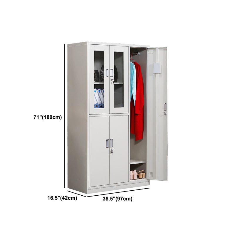 Modern & Contemporary Hinged Door Cabinet Gray Metal Storage Cabinet