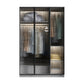 Glass and Wood Wardrobe Cabinet Modern Hinged Wardrobe Armoire