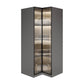 Glass and Wood Wardrobe Cabinet Modern Hinged Wardrobe Armoire