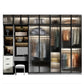 Glass and Wood Wardrobe Cabinet Modern Hinged Wardrobe Armoire