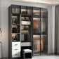 Glass and Wood Wardrobe Cabinet Modern Hinged Wardrobe Armoire