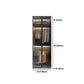 Glass and Wood Wardrobe Cabinet Modern Hinged Wardrobe Armoire