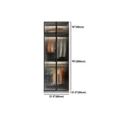 Glass and Wood Wardrobe Cabinet Modern Hinged Wardrobe Armoire