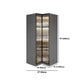 Glass and Wood Wardrobe Cabinet Modern Hinged Wardrobe Armoire