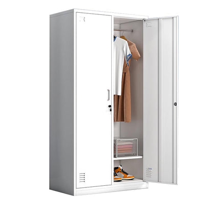 White Metal Wardrobe Armoire Contemporary Hinged Wardrobe Cabinet