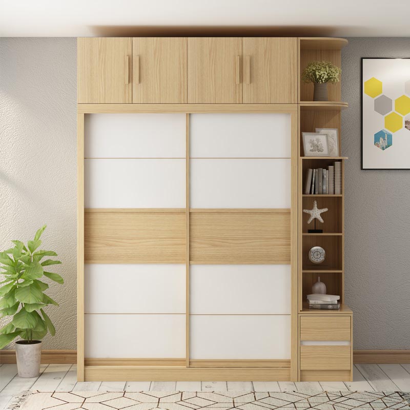 Modern Natural Wardrobe Armoire Engineered Wood Wardrobe with Drawer Clearhalo 'Armoires & Wardrobes' 'armoires_wardrobes' 'Bedroom Furniture' 'furn' 'furn_armoires_wardrobes' 'Furniture' 5621615