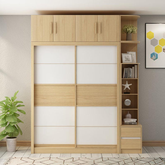 Moderne natuurlijke garderobe armoire gemanipuleerde houten garderobe met lade