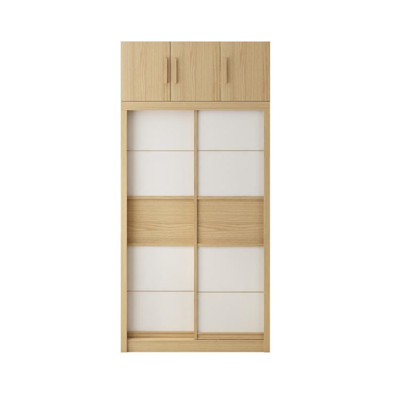 Modern Natural Wardrobe Armoire Engineered Wood Wardrobe with Drawer 55"L x 24"W x 80"H Armories & Top Cabinet Clearhalo 'Armoires & Wardrobes' 'armoires_wardrobes' 'Bedroom Furniture' 'furn' 'furn_armoires_wardrobes' 'Furniture' 5621616