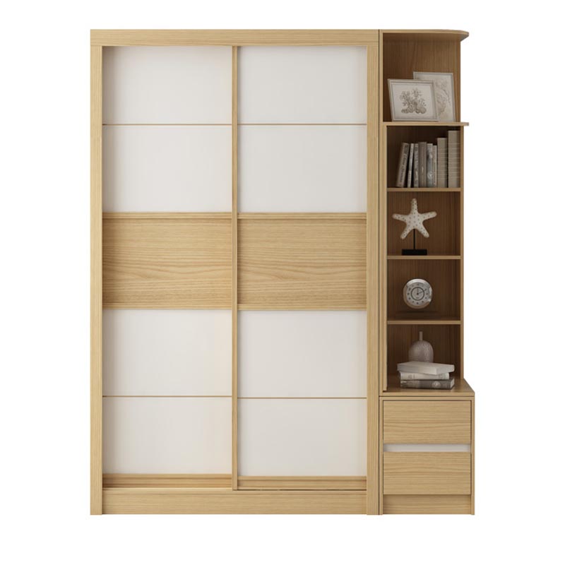Modern Natural Wardrobe Armoire Engineered Wood Wardrobe with Drawer 55"L x 24"W x 80"H Armoires & Sideboard Clearhalo 'Armoires & Wardrobes' 'armoires_wardrobes' 'Bedroom Furniture' 'furn' 'furn_armoires_wardrobes' 'Furniture' 5621620