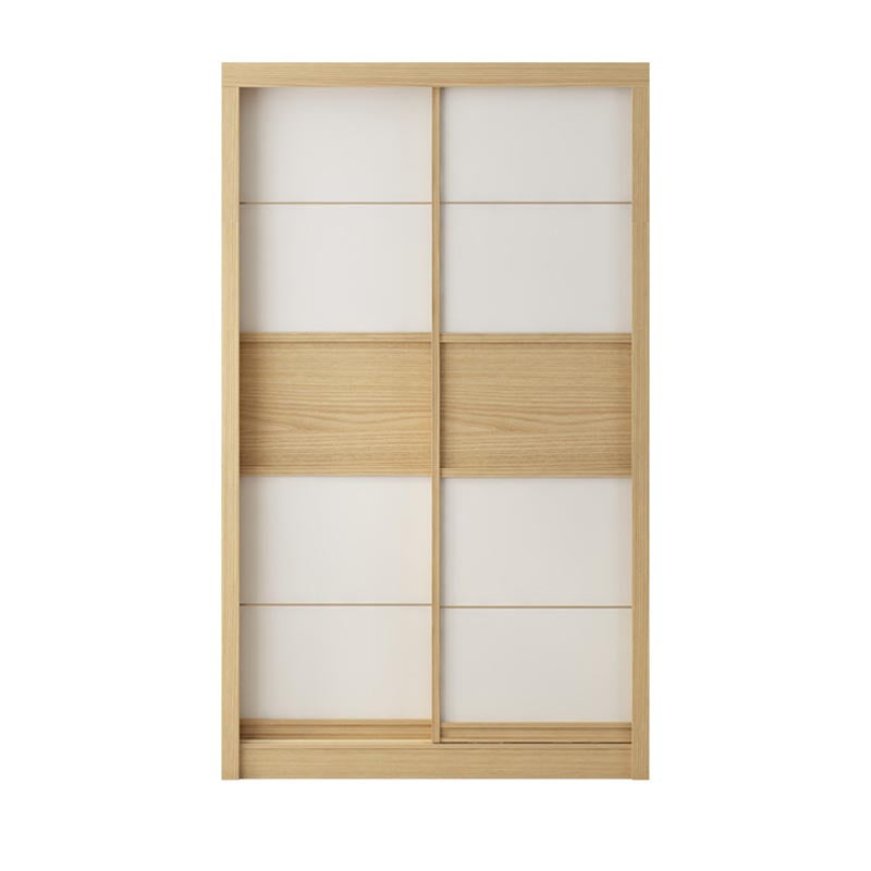Modern Natural Wardrobe Armoire Engineered Wood Wardrobe with Drawer 55"L x 24"W x 80"H Armoires & Wardrobes Clearhalo 'Armoires & Wardrobes' 'armoires_wardrobes' 'Bedroom Furniture' 'furn' 'furn_armoires_wardrobes' 'Furniture' 5621623