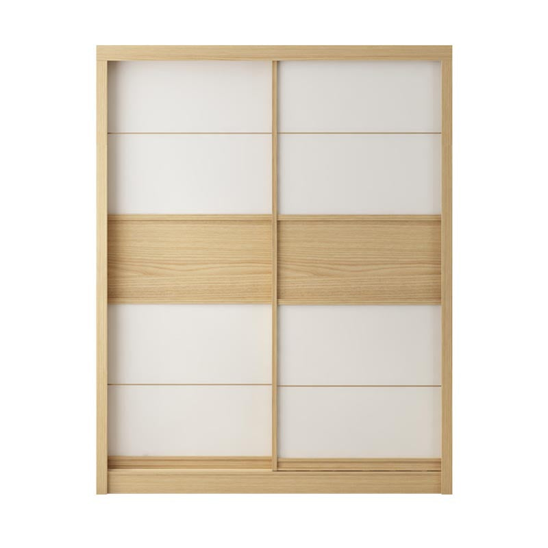 Modern Natural Wardrobe Armoire Engineered Wood Wardrobe with Drawer 63"L x 24"W x 80"H Armoires & Wardrobes Clearhalo 'Armoires & Wardrobes' 'armoires_wardrobes' 'Bedroom Furniture' 'furn' 'furn_armoires_wardrobes' 'Furniture' 5621625