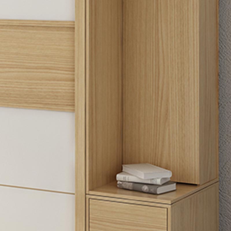 Modern Natural Wardrobe Armoire Engineered Wood Wardrobe with Drawer Clearhalo 'Armoires & Wardrobes' 'armoires_wardrobes' 'Bedroom Furniture' 'furn' 'furn_armoires_wardrobes' 'Furniture' 5621629