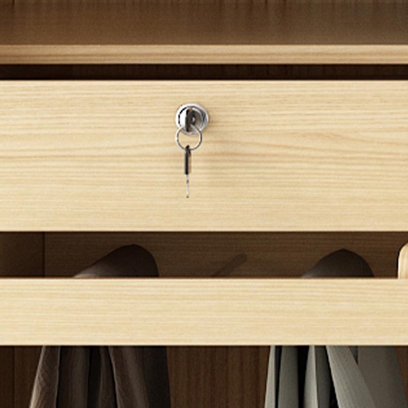 Modern Natural Wardrobe Armoire Engineered Wood Wardrobe with Drawer Clearhalo 'Armoires & Wardrobes' 'armoires_wardrobes' 'Bedroom Furniture' 'furn' 'furn_armoires_wardrobes' 'Furniture' 5621630