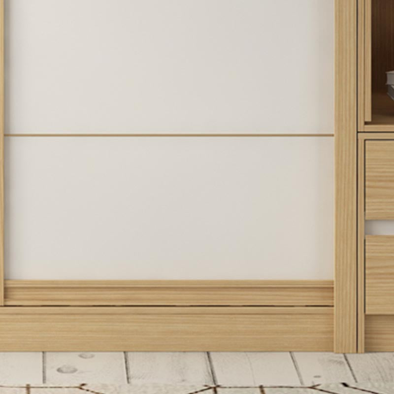 Modern Natural Wardrobe Armoire Engineered Wood Wardrobe with Drawer Clearhalo 'Armoires & Wardrobes' 'armoires_wardrobes' 'Bedroom Furniture' 'furn' 'furn_armoires_wardrobes' 'Furniture' 5621631