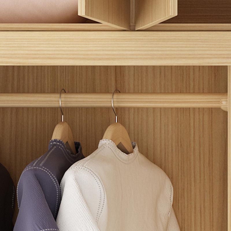 Modern Natural Wardrobe Armoire Engineered Wood Wardrobe with Drawer Clearhalo 'Armoires & Wardrobes' 'armoires_wardrobes' 'Bedroom Furniture' 'furn' 'furn_armoires_wardrobes' 'Furniture' 5621632