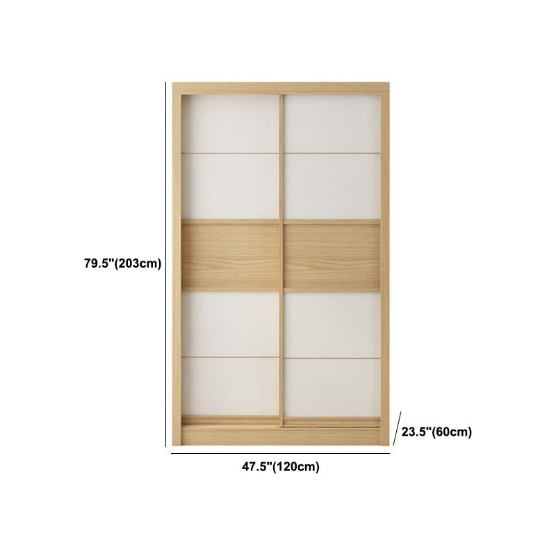 Modern Natural Wardrobe Armoire Engineered Wood Wardrobe with Drawer Clearhalo 'Armoires & Wardrobes' 'armoires_wardrobes' 'Bedroom Furniture' 'furn' 'furn_armoires_wardrobes' 'Furniture' 5621636