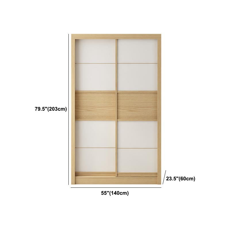 Modern Natural Wardrobe Armoire Engineered Wood Wardrobe with Drawer Clearhalo 'Armoires & Wardrobes' 'armoires_wardrobes' 'Bedroom Furniture' 'furn' 'furn_armoires_wardrobes' 'Furniture' 5621637