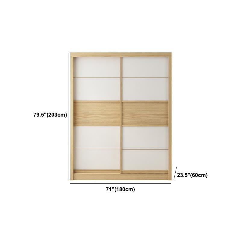 Modern Natural Wardrobe Armoire Engineered Wood Wardrobe with Drawer Clearhalo 'Armoires & Wardrobes' 'armoires_wardrobes' 'Bedroom Furniture' 'furn' 'furn_armoires_wardrobes' 'Furniture' 5621639