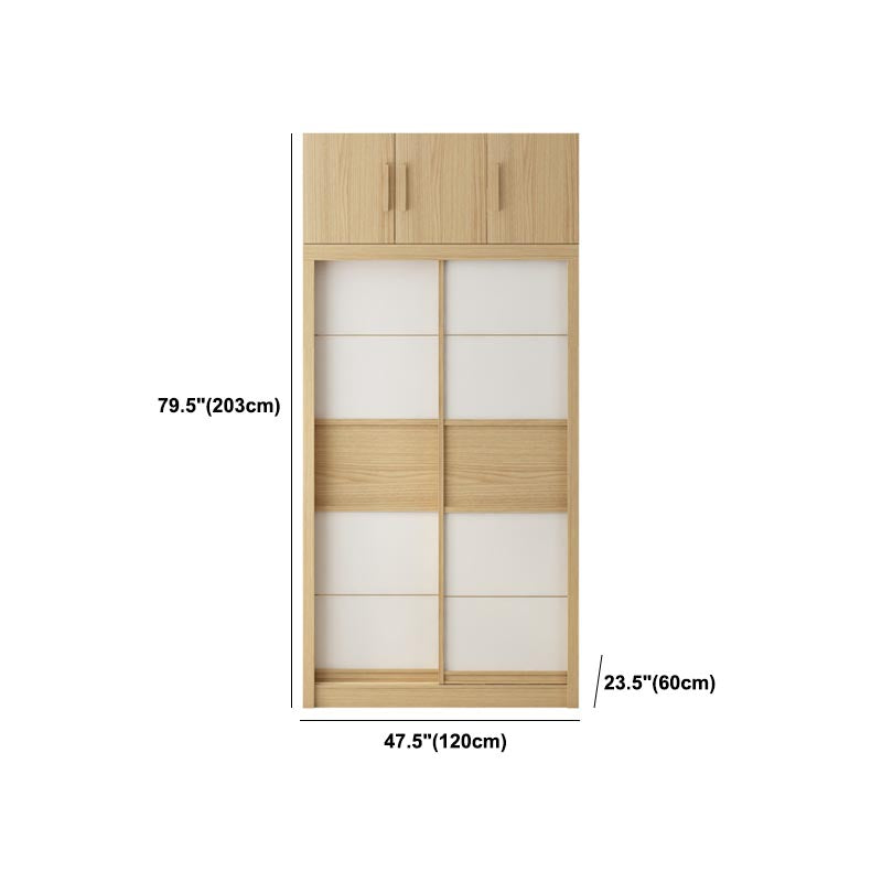Modern Natural Wardrobe Armoire Engineered Wood Wardrobe with Drawer Clearhalo 'Armoires & Wardrobes' 'armoires_wardrobes' 'Bedroom Furniture' 'furn' 'furn_armoires_wardrobes' 'Furniture' 5621642