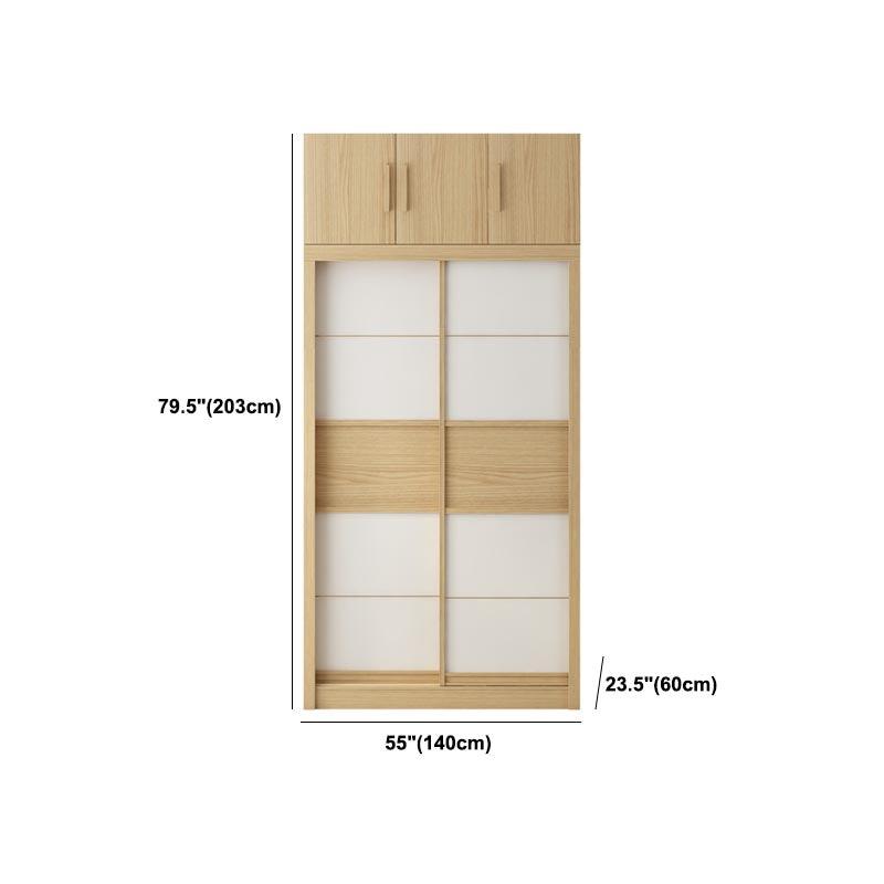 Modern Natural Wardrobe Armoire Engineered Wood Wardrobe with Drawer Clearhalo 'Armoires & Wardrobes' 'armoires_wardrobes' 'Bedroom Furniture' 'furn' 'furn_armoires_wardrobes' 'Furniture' 5621643