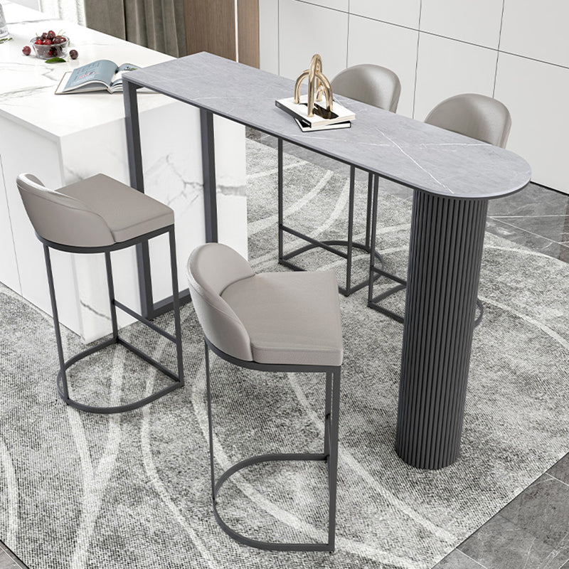 Modern 1/5 Pieces Bar Table Set Stone Counter Table with High Stools for Kitchen 5 Pieces: Gray Table, 4 Light Gray Stools Clearhalo 'Bar Furniture' 'furn' 'furn_home_bar_bar_sets' 'Furniture' 'Home Bars & Bar Sets' 'home_bar_bar_sets' 'Kitchen & Dining Furniture' 5621723