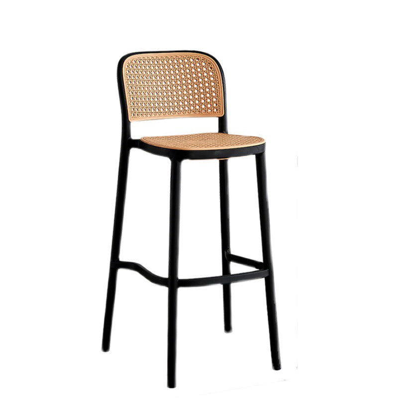 Sgabello moderno con poggiapiedi quadrato Sgabello in rattan di plastica in bianco e nero
