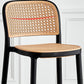 Sgabello moderno con poggiapiedi quadrato Sgabello in rattan di plastica in bianco e nero