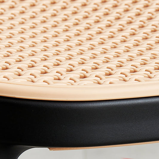 白と黒のコンテンポラリースクエアフットレストスツールプラスチックラタンスツール