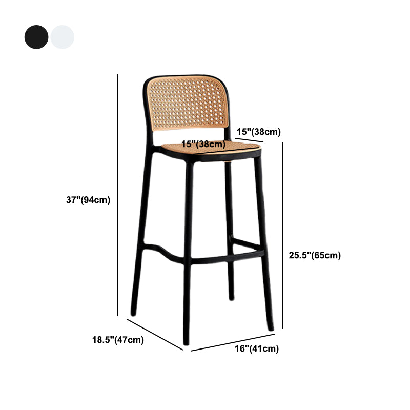 Sgabello moderno con poggiapiedi quadrato Sgabello in rattan di plastica in bianco e nero