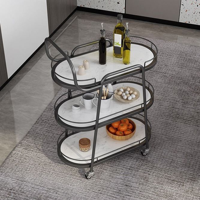 32.28 "H Table de préparation ovale roulante moderne Table de préparation en métal pour usage domestique