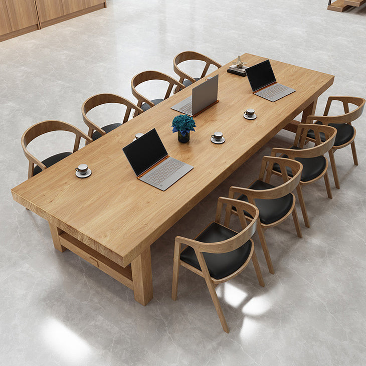 Pine Wood Rectangular Writing Desk Natural Contemporary Desk