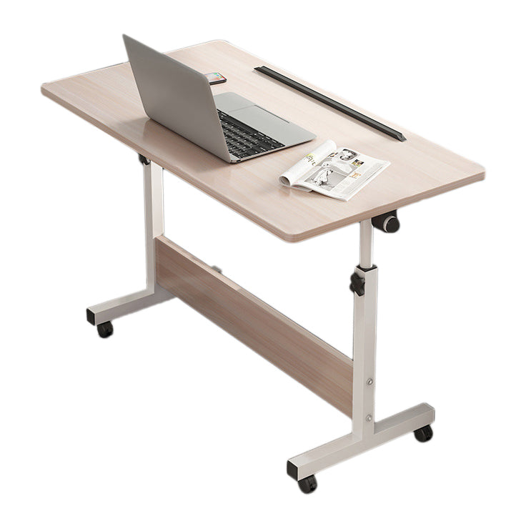 Wooden Contemporary Folding Desk Hight Adjustable Desk with Caster Wheels 31"L x 20"W x 26"H Off-White Clearhalo 'furn' 'furn_office_desk' 'Furniture' 'Office Desks' 'Office Furniture' 'office_desk' 5622056