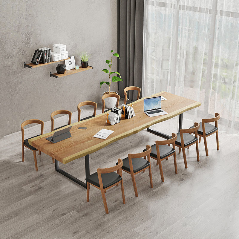 Solid Wood Meeting Table Home Office Free Form Modern Writing Desk