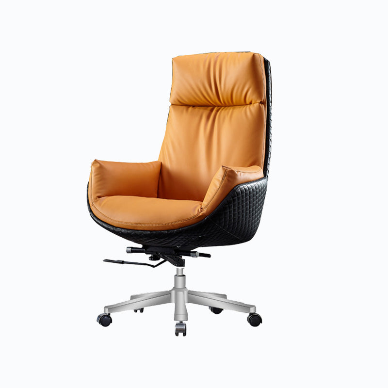 High Back Leather Office Chair Upholstered Arm Task Chair with Steel Base Orange 1 Piece Clearhalo 'furn' 'furn_office_chair' 'Furniture' 'Office Chairs' 'Office Furniture' 'office_chair' 5622156