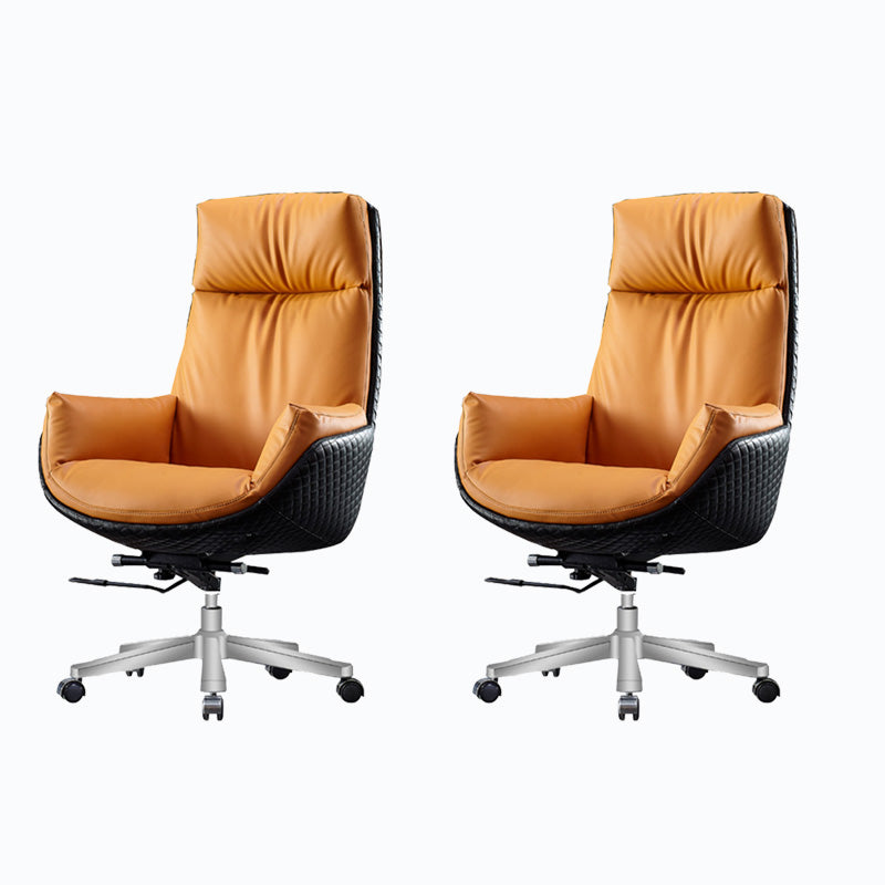 High Back Leather Office Chair Upholstered Arm Task Chair with Steel Base Orange 2 Piece Set Clearhalo 'furn' 'furn_office_chair' 'Furniture' 'Office Chairs' 'Office Furniture' 'office_chair' 5622157