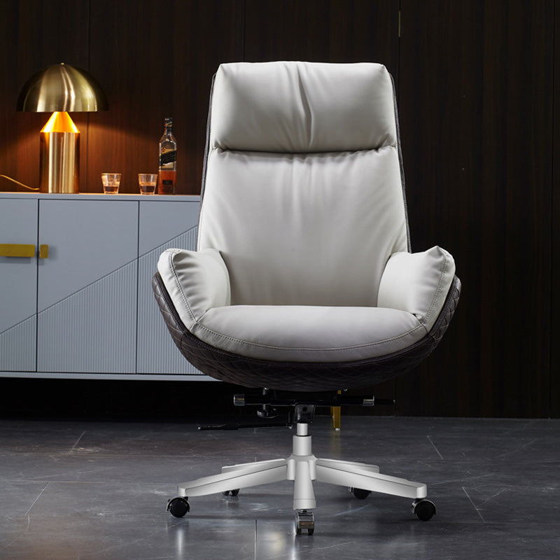 High Back Leather Office Chair Upholstered Arm Task Chair with Steel Base Clearhalo 'furn' 'furn_office_chair' 'Furniture' 'Office Chairs' 'Office Furniture' 'office_chair' 5622158