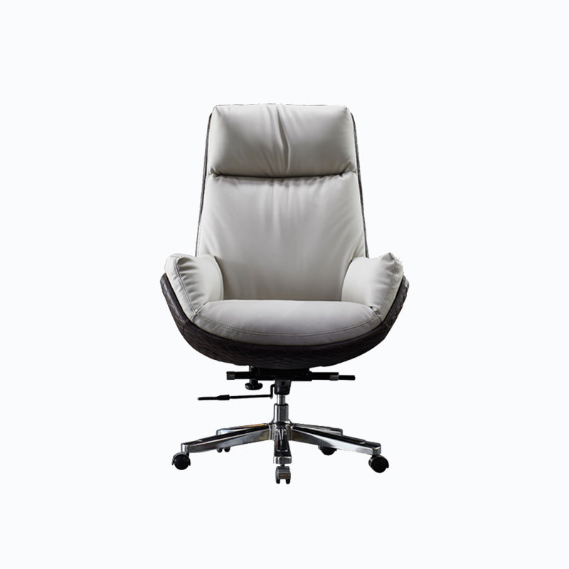High Back Leather Office Chair Upholstered Arm Task Chair with Steel Base Grey 1 Piece Clearhalo 'furn' 'furn_office_chair' 'Furniture' 'Office Chairs' 'Office Furniture' 'office_chair' 5622165