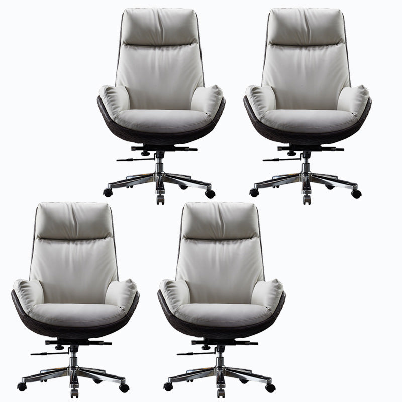 High Back Leather Office Chair Upholstered Arm Task Chair with Steel Base Grey 4 Piece Set Clearhalo 'furn' 'furn_office_chair' 'Furniture' 'Office Chairs' 'Office Furniture' 'office_chair' 5622169