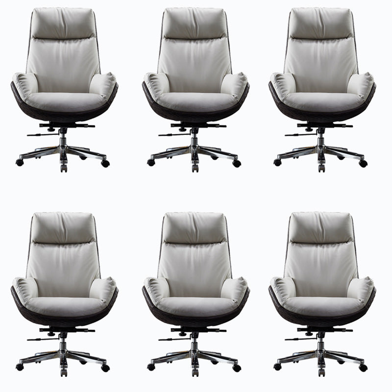 High Back Leather Office Chair Upholstered Arm Task Chair with Steel Base Grey 6 Piece Set Clearhalo 'furn' 'furn_office_chair' 'Furniture' 'Office Chairs' 'Office Furniture' 'office_chair' 5622170
