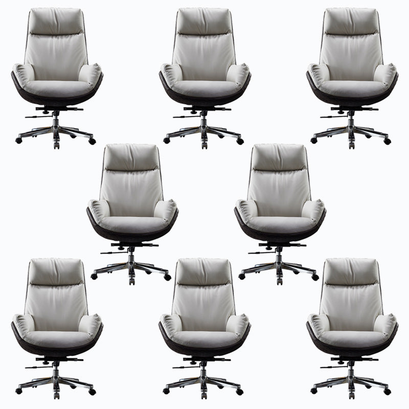 High Back Leather Office Chair Upholstered Arm Task Chair with Steel Base Grey 8 Piece Set Clearhalo 'furn' 'furn_office_chair' 'Furniture' 'Office Chairs' 'Office Furniture' 'office_chair' 5622171