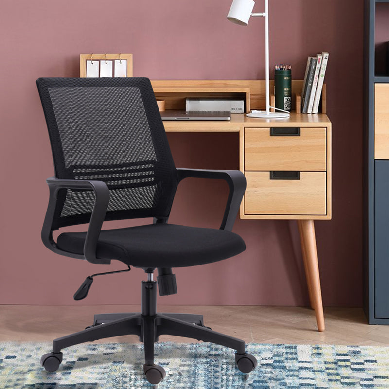 Chaise de dos du milieu de dos à bras fixe de chaise de tâche en mailles respirantes pour la maison et le bureau