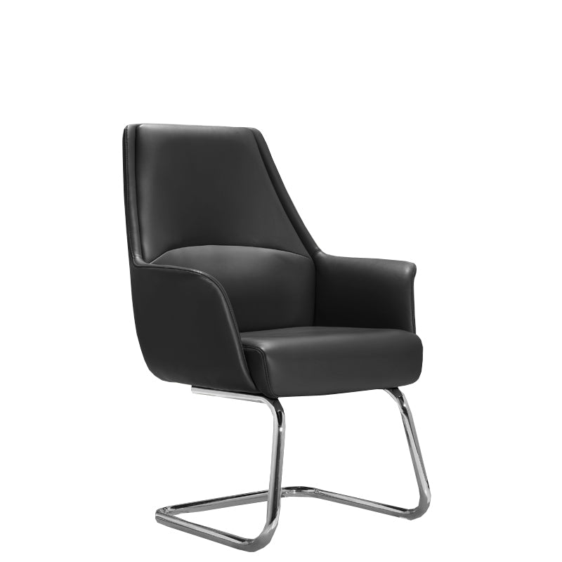 Leather Office Chair Fixed Arm Task Chair for Home and Office