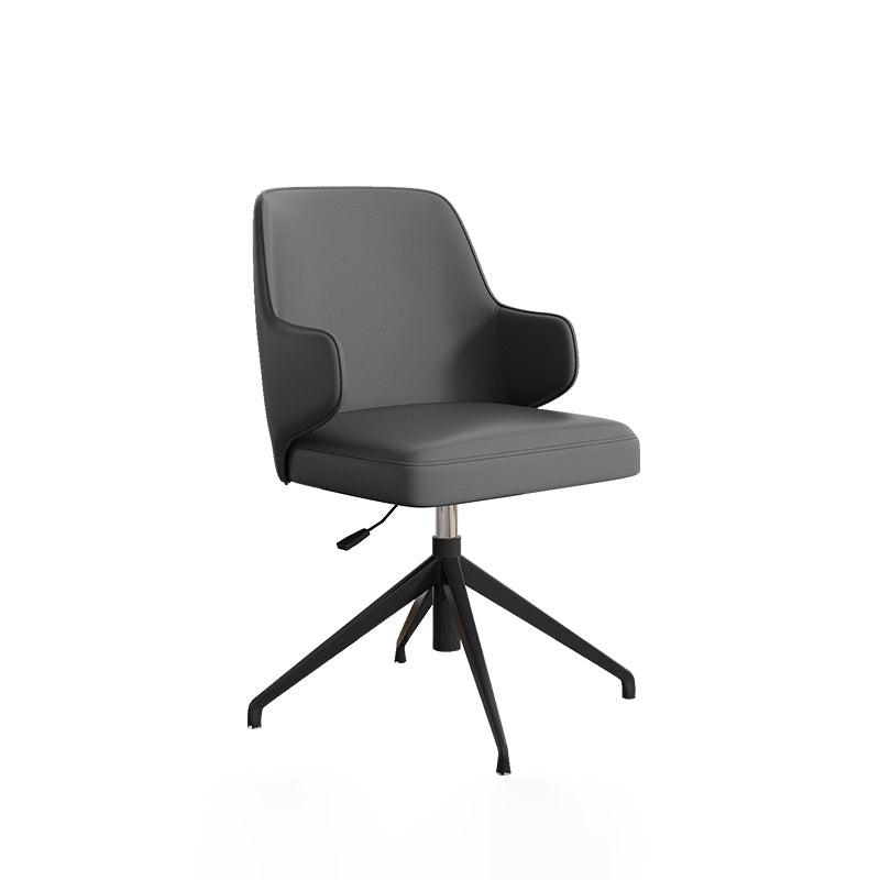 Chaise de bureau en cuir à bras fixe chaise de tâche d'image en acier inoxydable avec 4 jambes