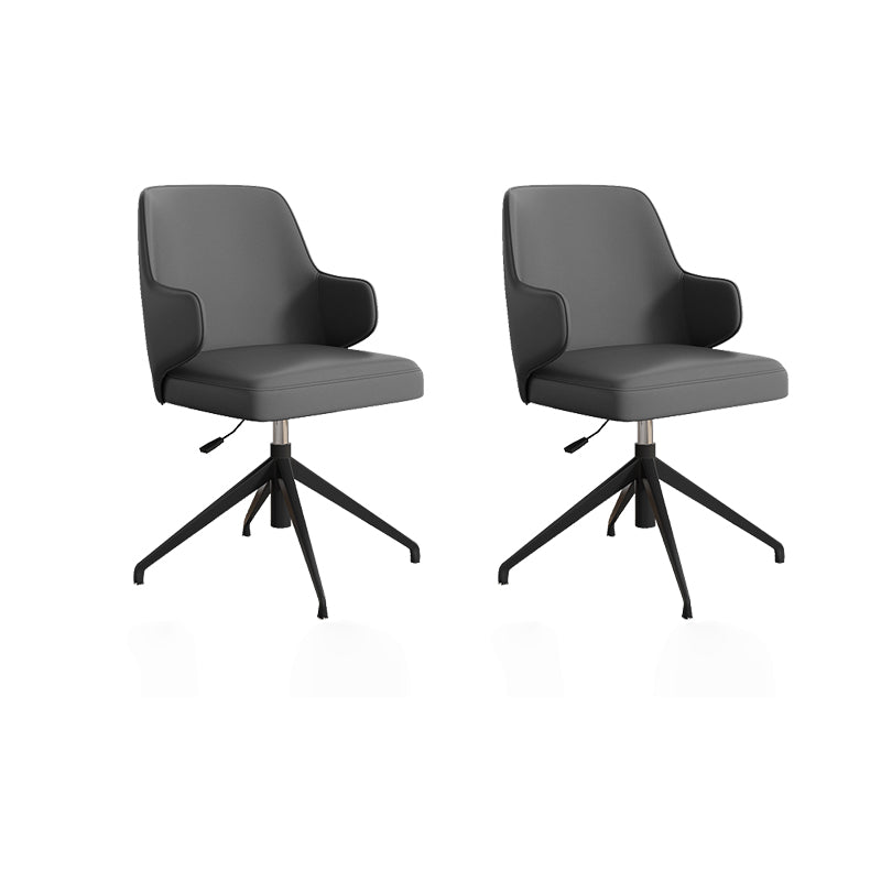 Silla de oficina de cuero de brazo fijo silla de marco de acero inoxidable silla de tareas con 4 patas