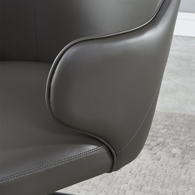 Chaise de bureau en cuir à bras fixe chaise de tâche d'image en acier inoxydable avec 4 jambes