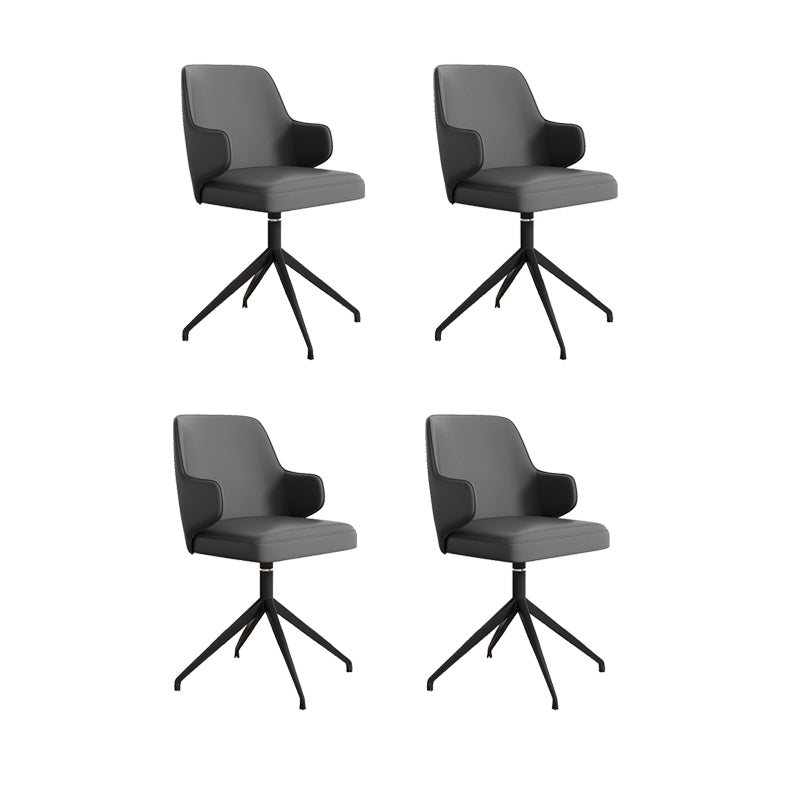 Chaise de bureau en cuir à bras fixe chaise de tâche d'image en acier inoxydable avec 4 jambes